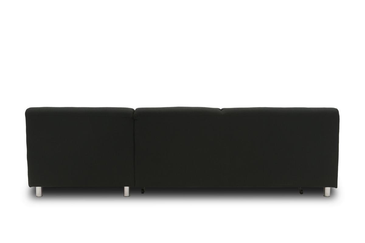 Ecksofa Jamie Rücken Echt Schwarz Webstoff - Chromfarben/Schwarz, KONVENTIONELL, Textil (251/150cm) - MID.YOU