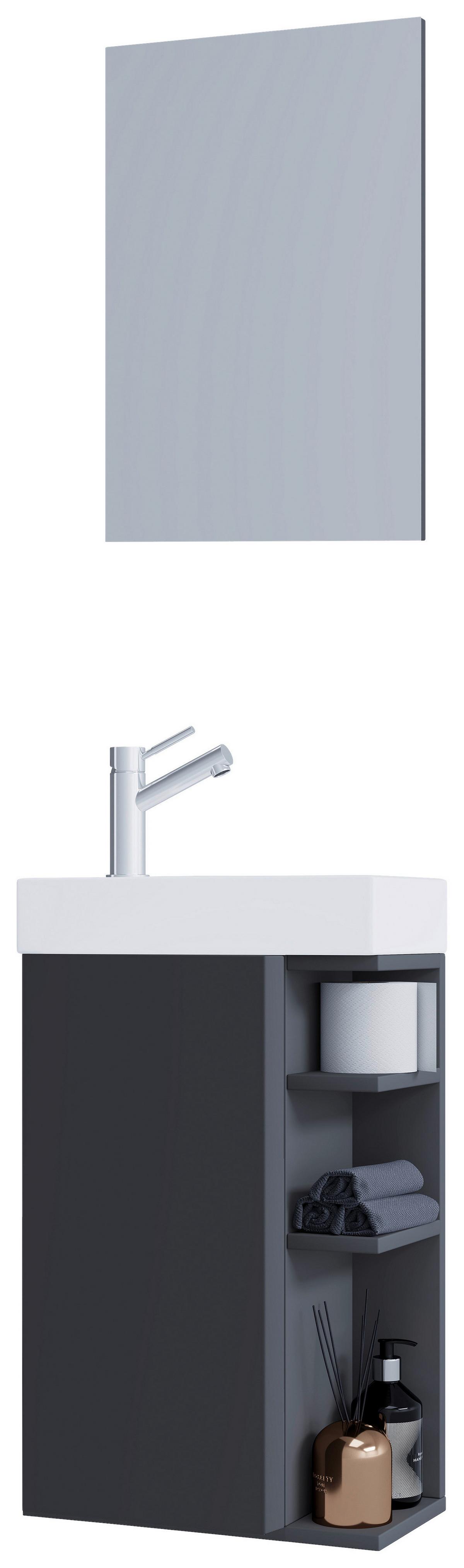 Gästebad Lumia - Anthrazit/Weiß, MODERN, Glas/Keramik (40cm) - MID.YOU