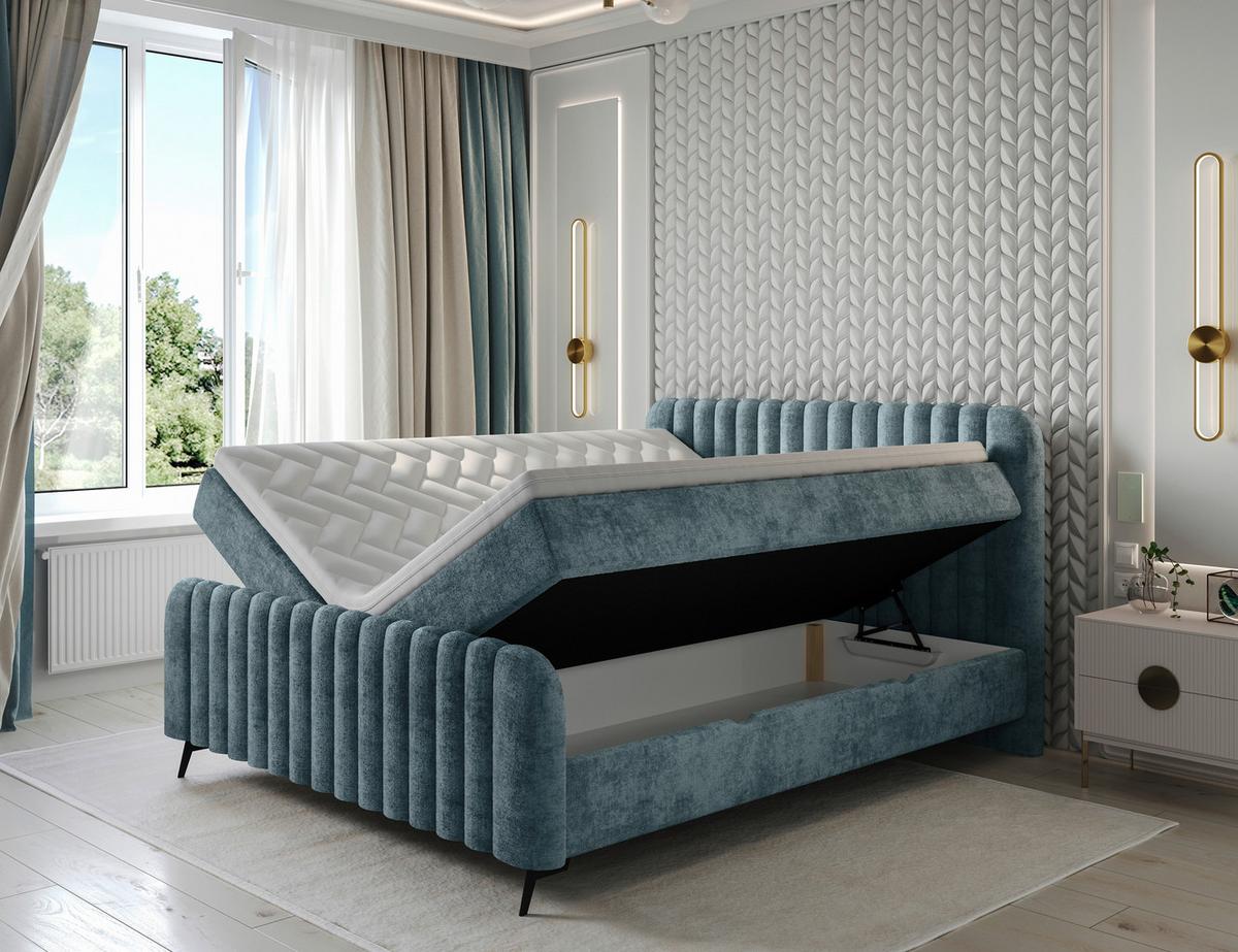 Boxbett Liam Petrol 160x200 Cm - Petrol/Schwarz, MODERN, Holz/Holzwerkstoff (160/200cm) - MID.YOU