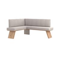 Eckbank Emma Ii Webstoff Weiß, B: 140 Cm - Eichefarben/Weiß, KONVENTIONELL, Holzwerkstoff/Textil (140/160cm)