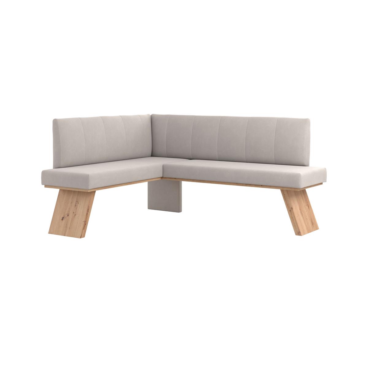 Eckbank Emma Ii Webstoff Weiß, B: 140 Cm - Eichefarben/Weiß, KONVENTIONELL, Holzwerkstoff/Textil (140/160cm)