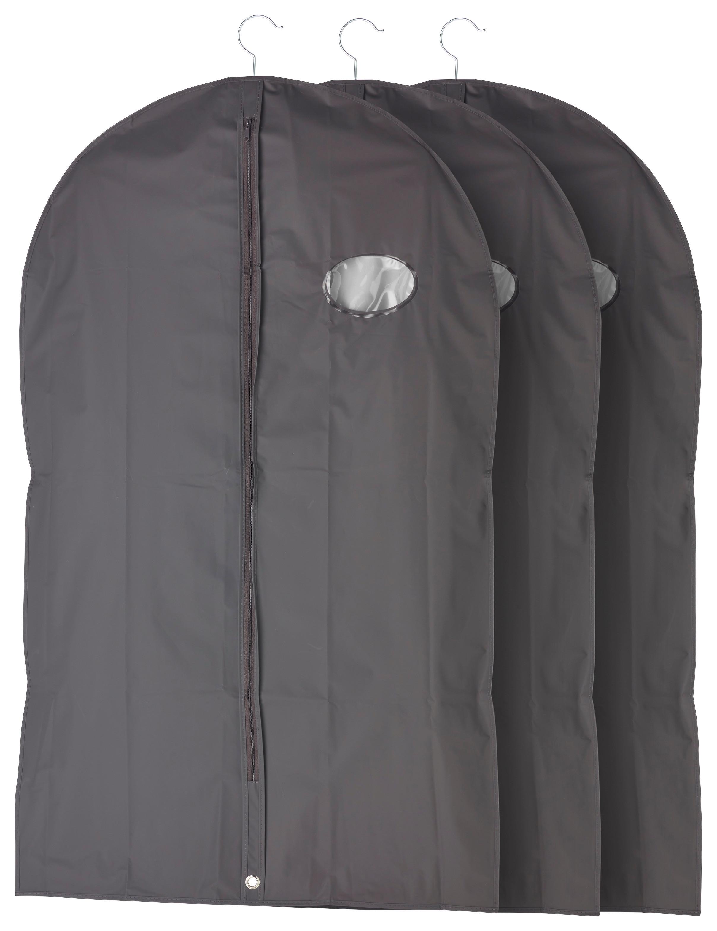 Kleidersack Tommy Dunkelgrau, 3er-Set - Anthrazit, Basics, Kunststoff/Metall (60/100cm) - Homezone