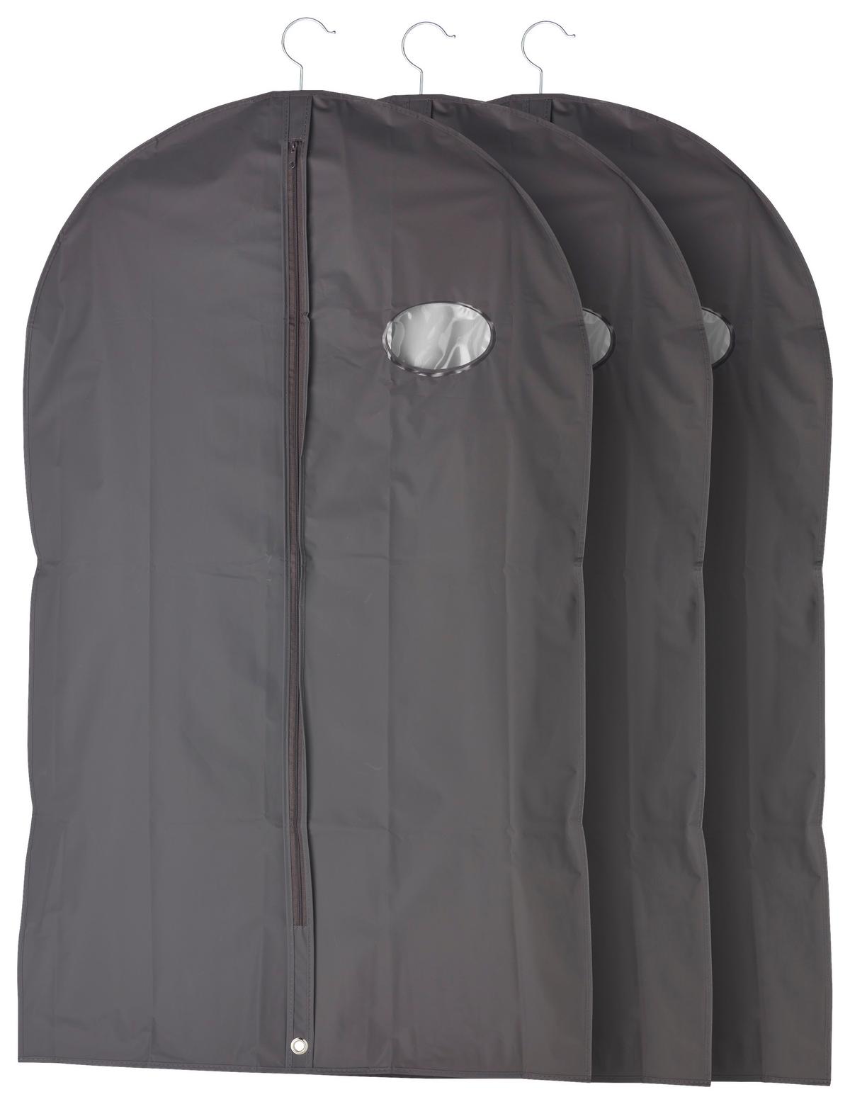 Kleidersack Tommy Dunkelgrau, 3er-Set - Anthrazit, Basics, Kunststoff/Metall (60/100cm) - Homezone