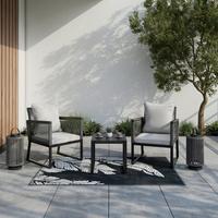 SADA ZAHRADNÍCH KŘESEL TONI - šedá/černá, Moderní, kov/textil (57,5/73/60cm) - Bessagi Garden