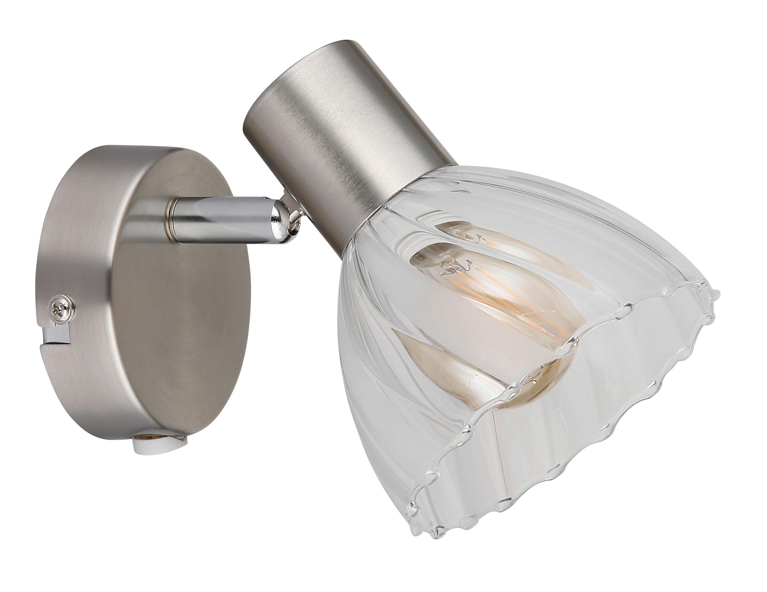 Strahler Zachery Nickelfarben D: 10 cm - Nickelfarben, KONVENTIONELL, Glas/Metall (10/12,5cm) - Globo