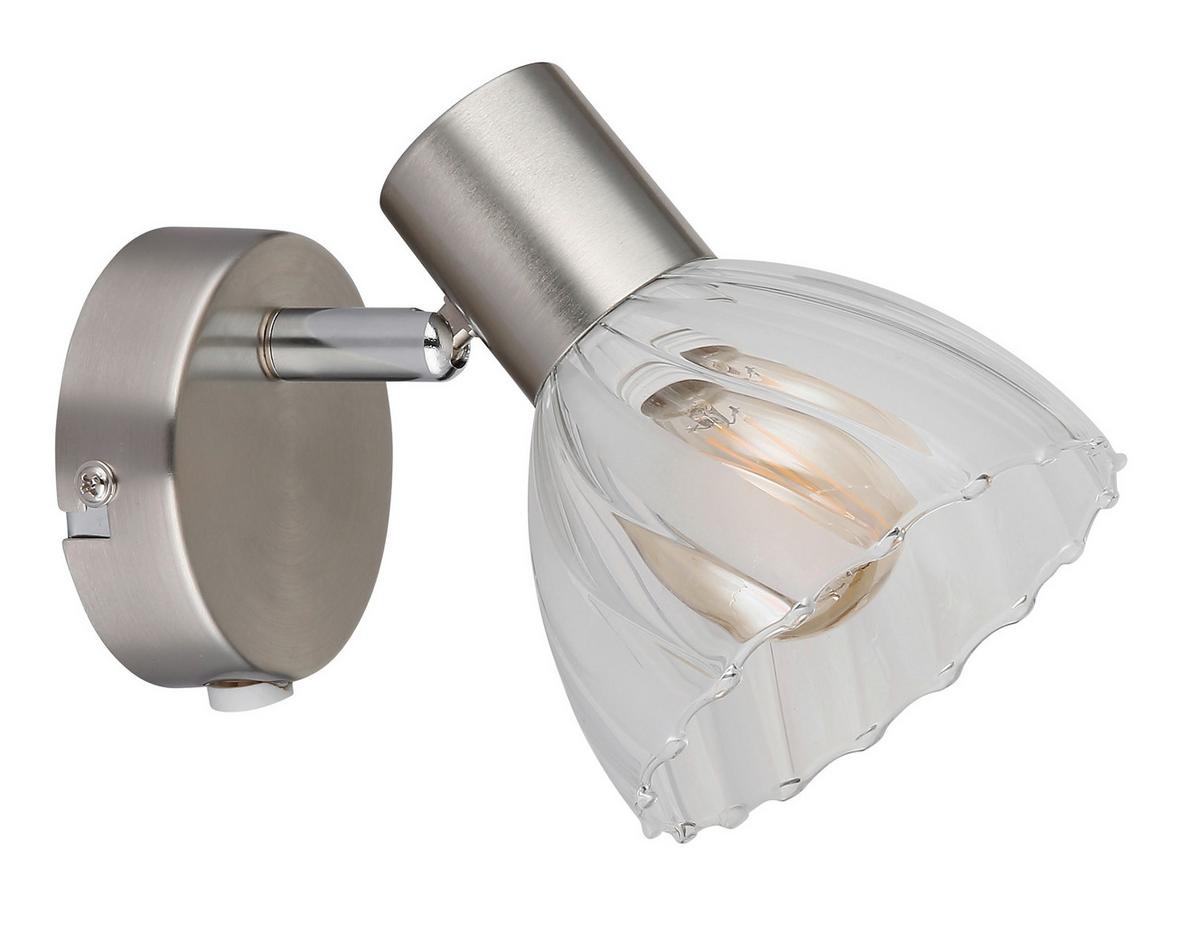 Strahler Zachery Nickelfarben D: 10 cm - Nickelfarben, KONVENTIONELL, Glas/Metall (10/12,5cm) - Globo