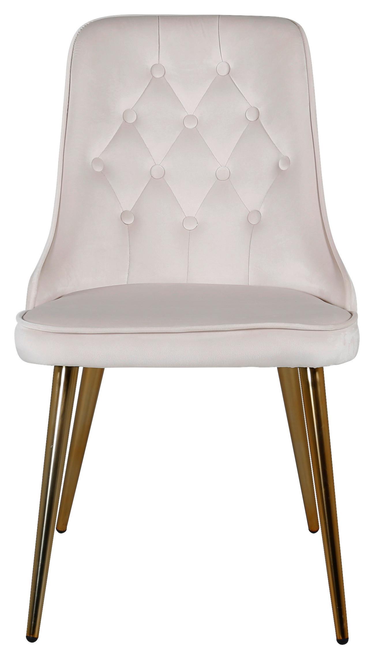 Stuhl-Set Velvet Deluxe - Beige/Messingfarben, Design, Textil/Metall (50/88.5/66cm) - Livetastic