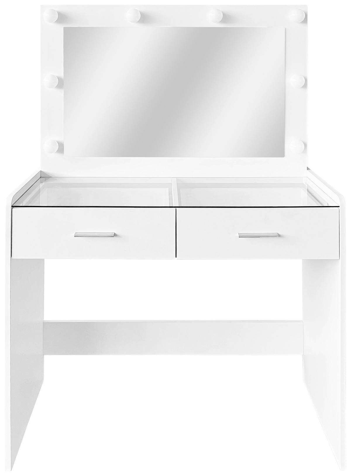 Schminktisch Mila Weiß B: 95 cm - Weiß, Trend, Glas/Holzwerkstoff (95/140/44cm)