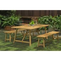 Gartengarnitur 3-tlg Sydney Aus Holz - Braun/Akaziefarben, MODERN, Holz - Gardenson