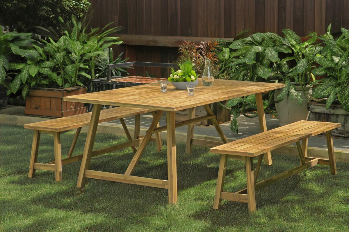 Gartengarnitur 3-tlg Sydney Aus Holz - Braun/Akaziefarben, MODERN, Holz - Gardenson