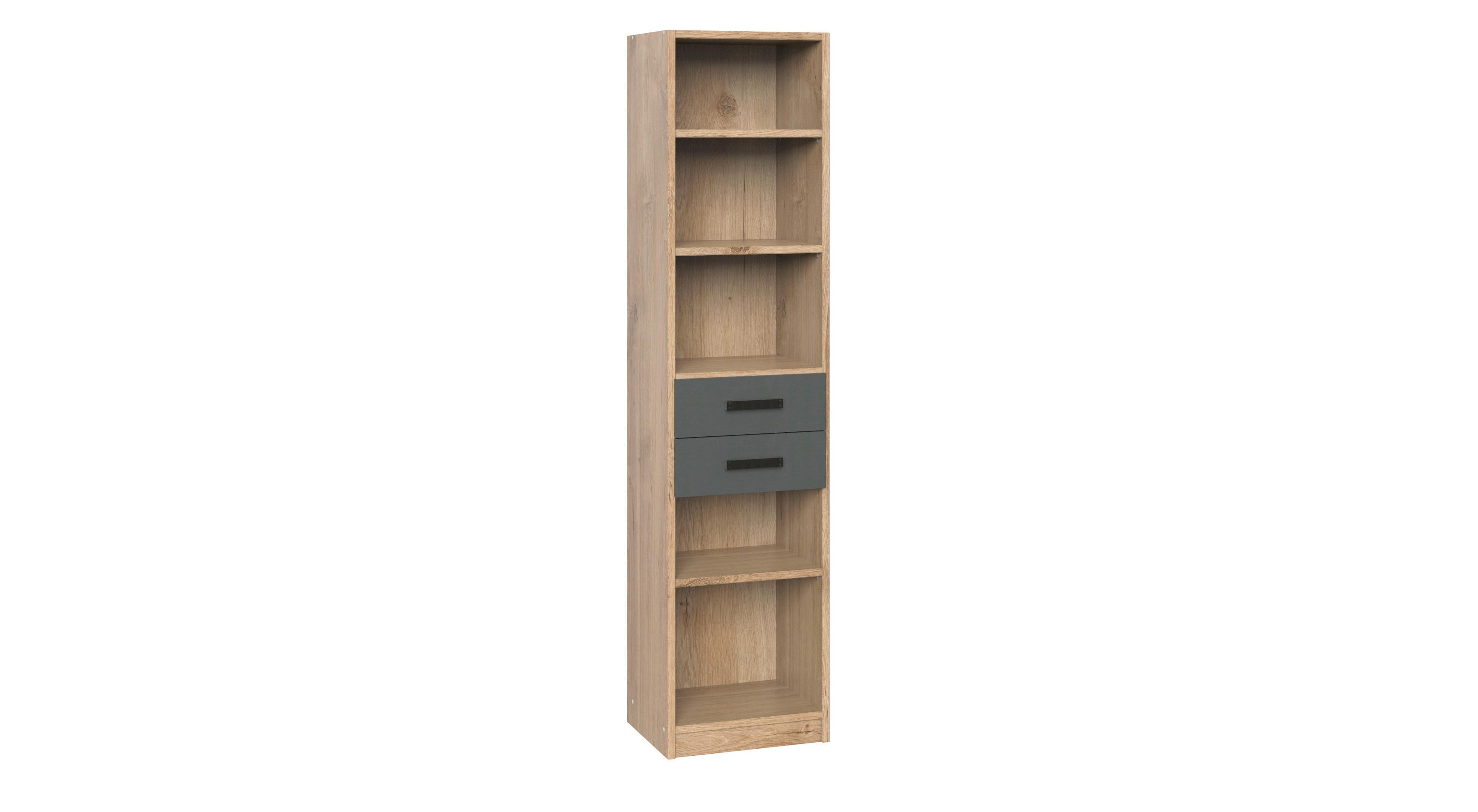 Polc Liverpool - grafitszürke/tölgyfa színű, Design, faalapú anyag (47/198/38cm) - MID.YOU