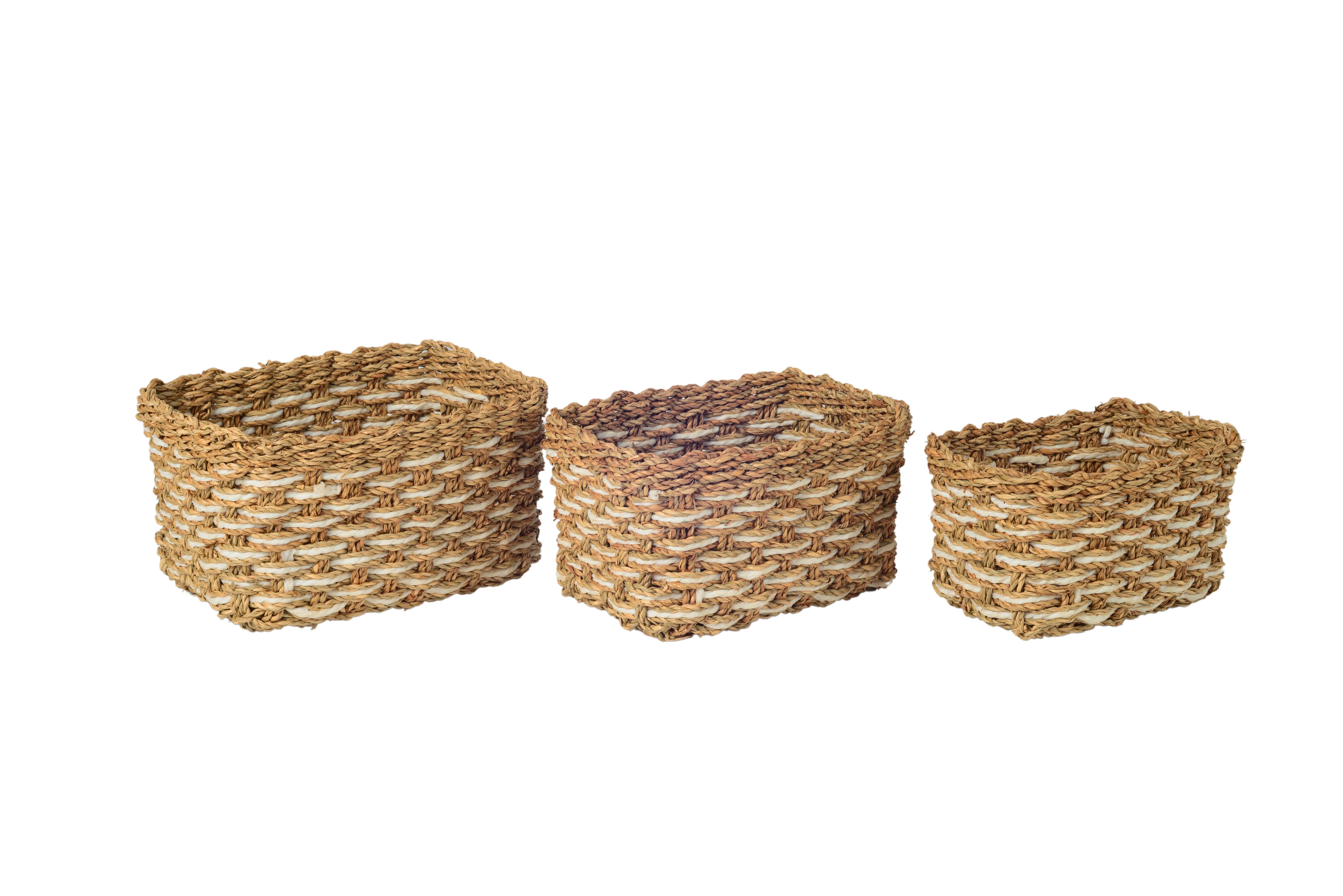 Korbset Rey - Naturfarben/Weiß, ROMANTIK / LANDHAUS, Naturmaterialien/Papier - Luca Bessoni