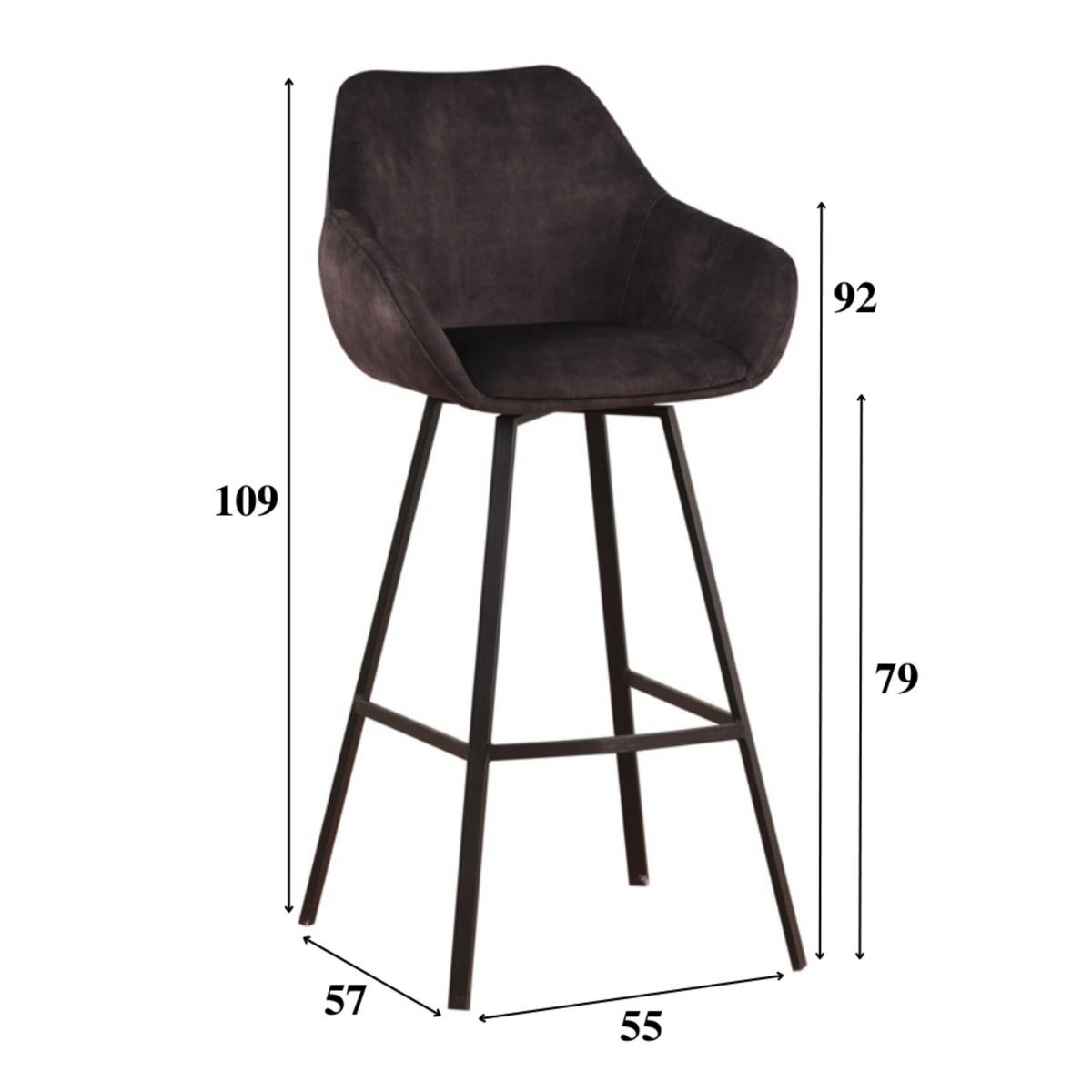 SADA BAROVÝCH STOLIČIEK CASPER - čierna/antracitová, Modern, kov/textil (55/109/57cm) - MID.YOU