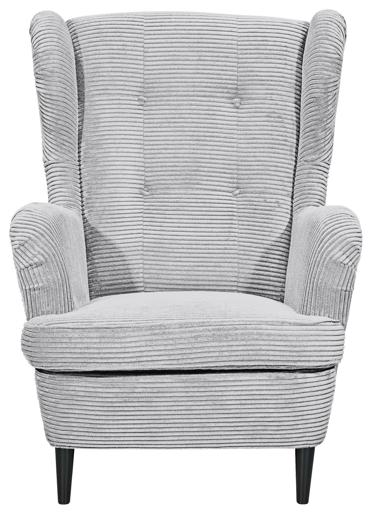 Ohrensessel Oskar Hellgrau B: 78 cm - Hellgrau/Schwarz, Basics, Textil (78/102/98cm) - MID.YOU