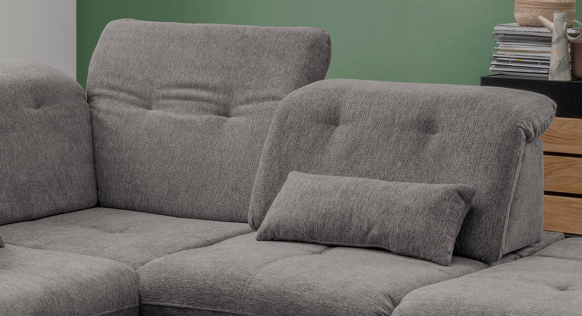 Ecksofa mit Schlaffunktion Dalida Braun/Grau Chenille - Chromfarben/Braun, Design, Textil (280/254cm) - Livetastic
