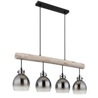 Hängeleuchte 15628-4 - Schwarz/Naturfarben, Natur, Glas/Holz (82,5/15/140cm) - Globo