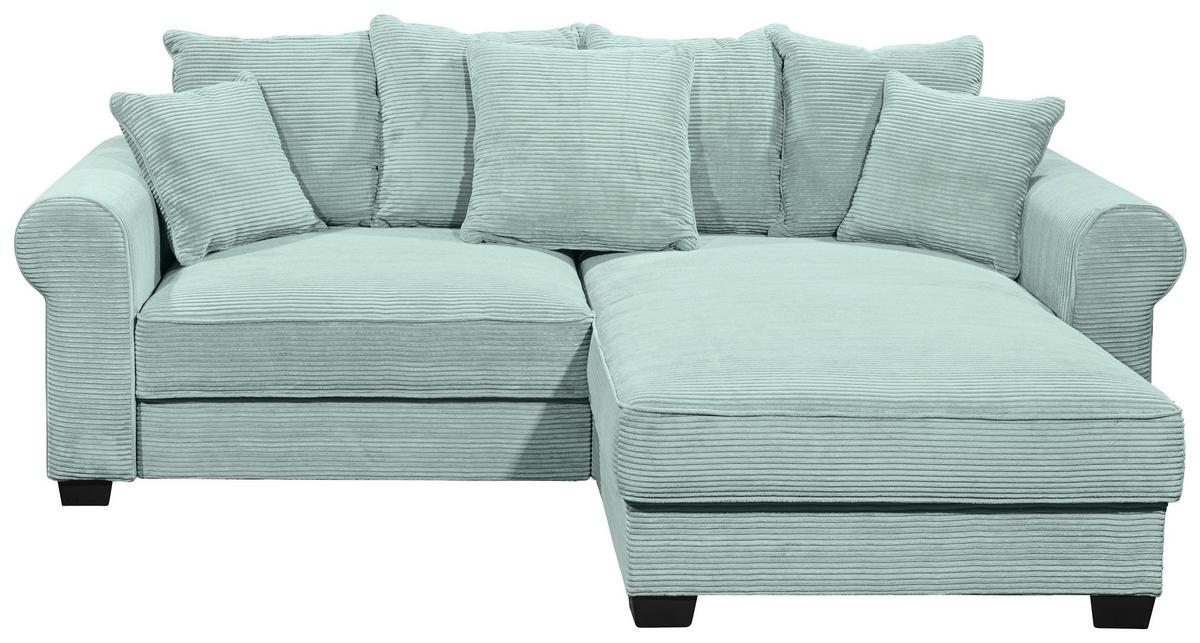 Ecksofa Maureen Salbeigrün S:255x185cm - Salbeigrün/Schwarz, KONVENTIONELL, Textil (255/185cm) - MID.YOU