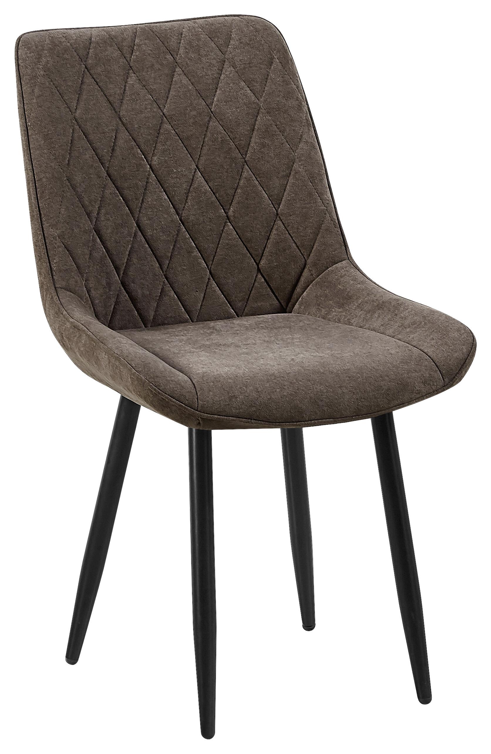 Schalenstuhl Oliver Braun Gepolstert, Vintage-Look - Schwarz/Braun, MODERN, Textil/Metall (52,5/87/61,5cm) - MID.YOU