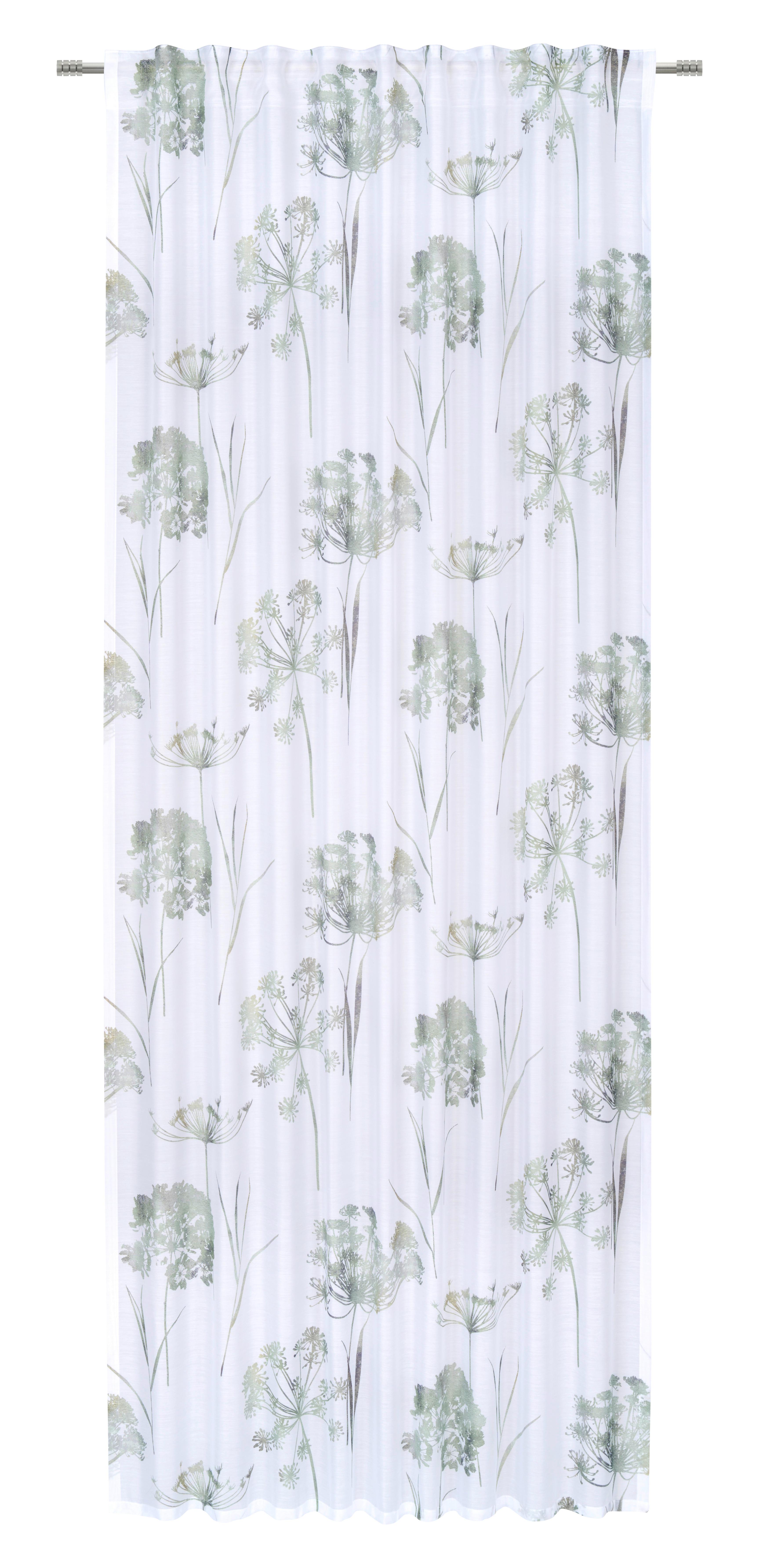 Fertigvorhang Maddie - Weiß/Grün, ROMANTIK / LANDHAUS, Textil (135/245cm) - James Wood