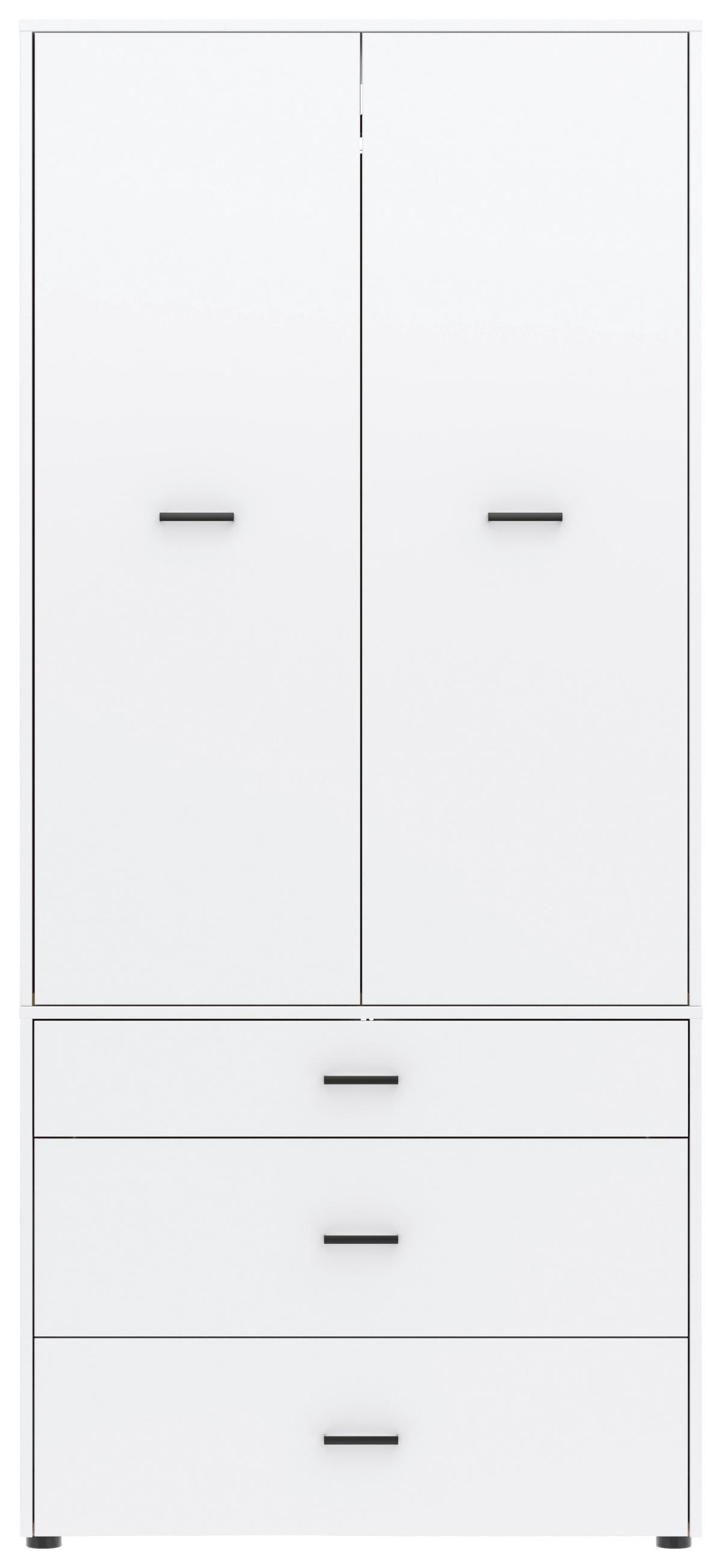 Kleiderschrank Kivo Weiß, B: 90 Cm - Weiß, Basics, Holzwerkstoff (90/199,6/52,1cm)