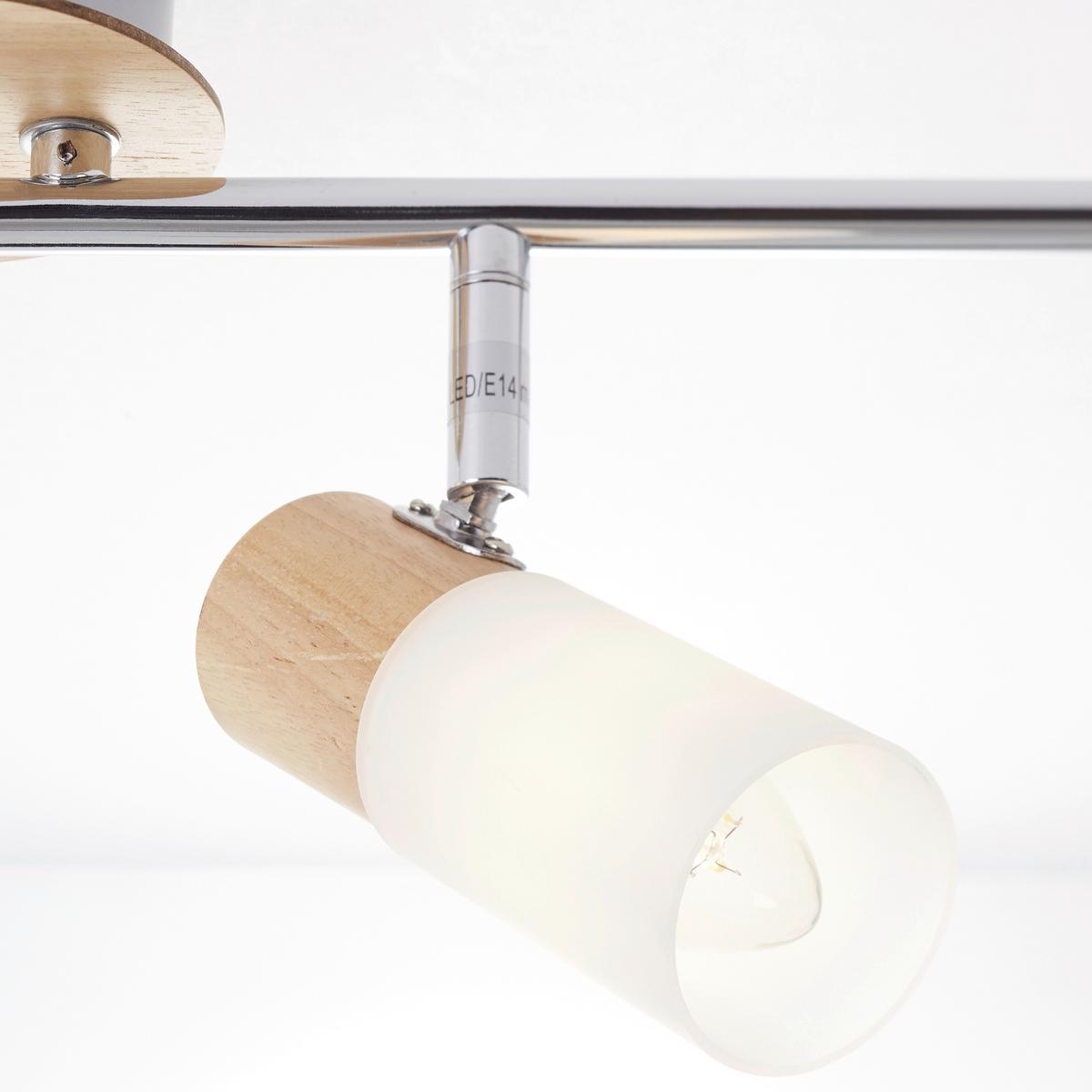 Deckenleuchte Babsan L: 68 cm 4-Flamming - Weiß, KONVENTIONELL, Holz/Kunststoff (68/11,5/18cm) - Brilliant