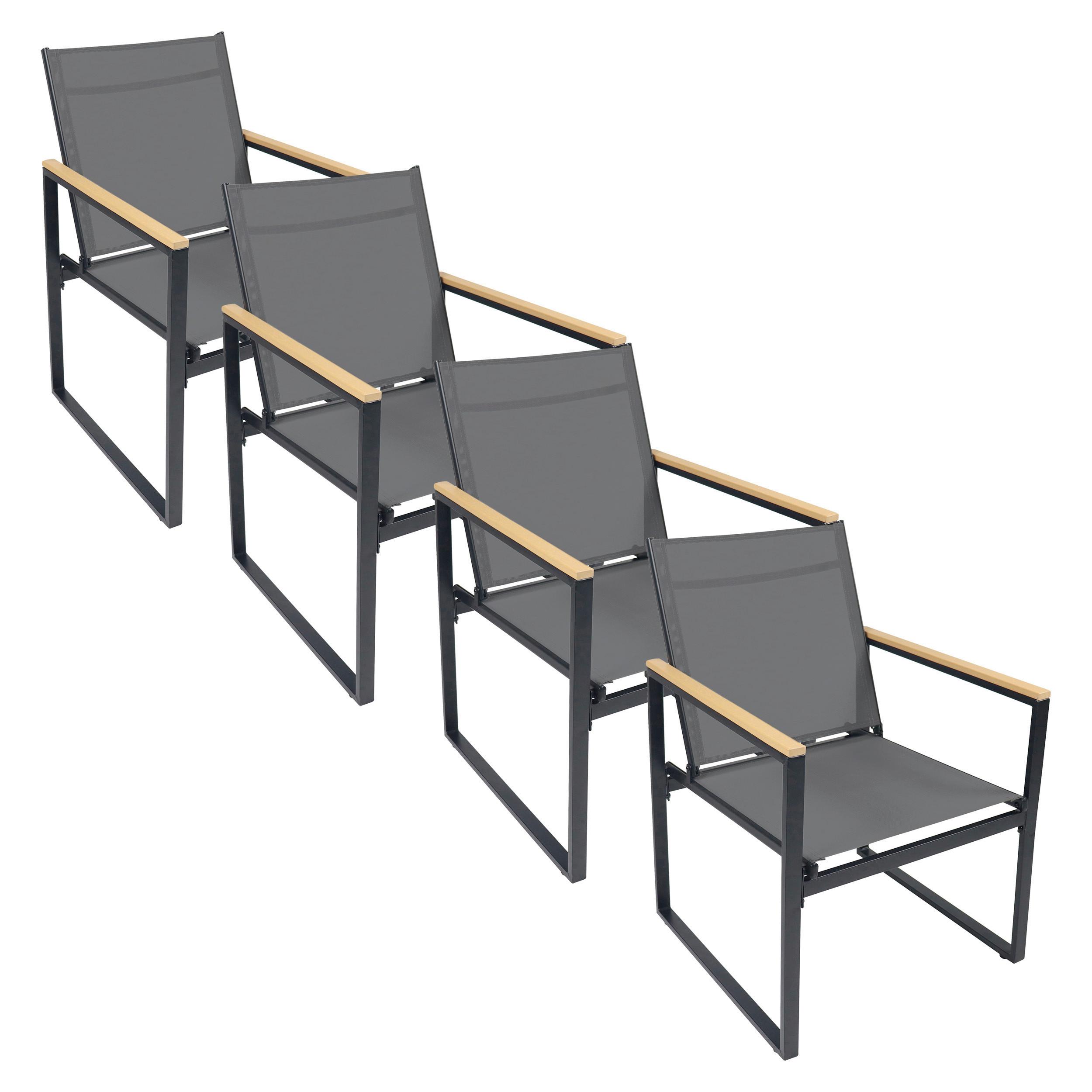 Gartenstuhl-Set Volasi 4er Anthrazit B: 54 cm - Honigeiche/Anthrazit, MODERN, Holzwerkstoff/Kunststoff (54/83/65cm) - MID.YOU