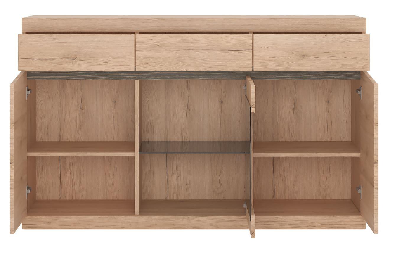 Kommode Summer Eiche San Remo Dekor B: 150 cm - Eiche San Remo, MODERN, Glas/Holzwerkstoff (150/92/40cm) - Modern Living