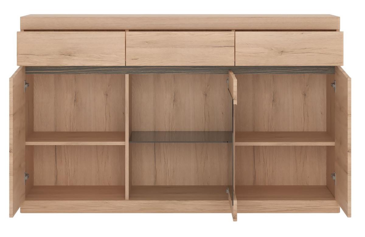 Kommode Summer Eiche San Remo Dekor B: 150 Cm - Eiche San Remo, MODERN, Glas/Holzwerkstoff (150/92/40cm) - Modern Living