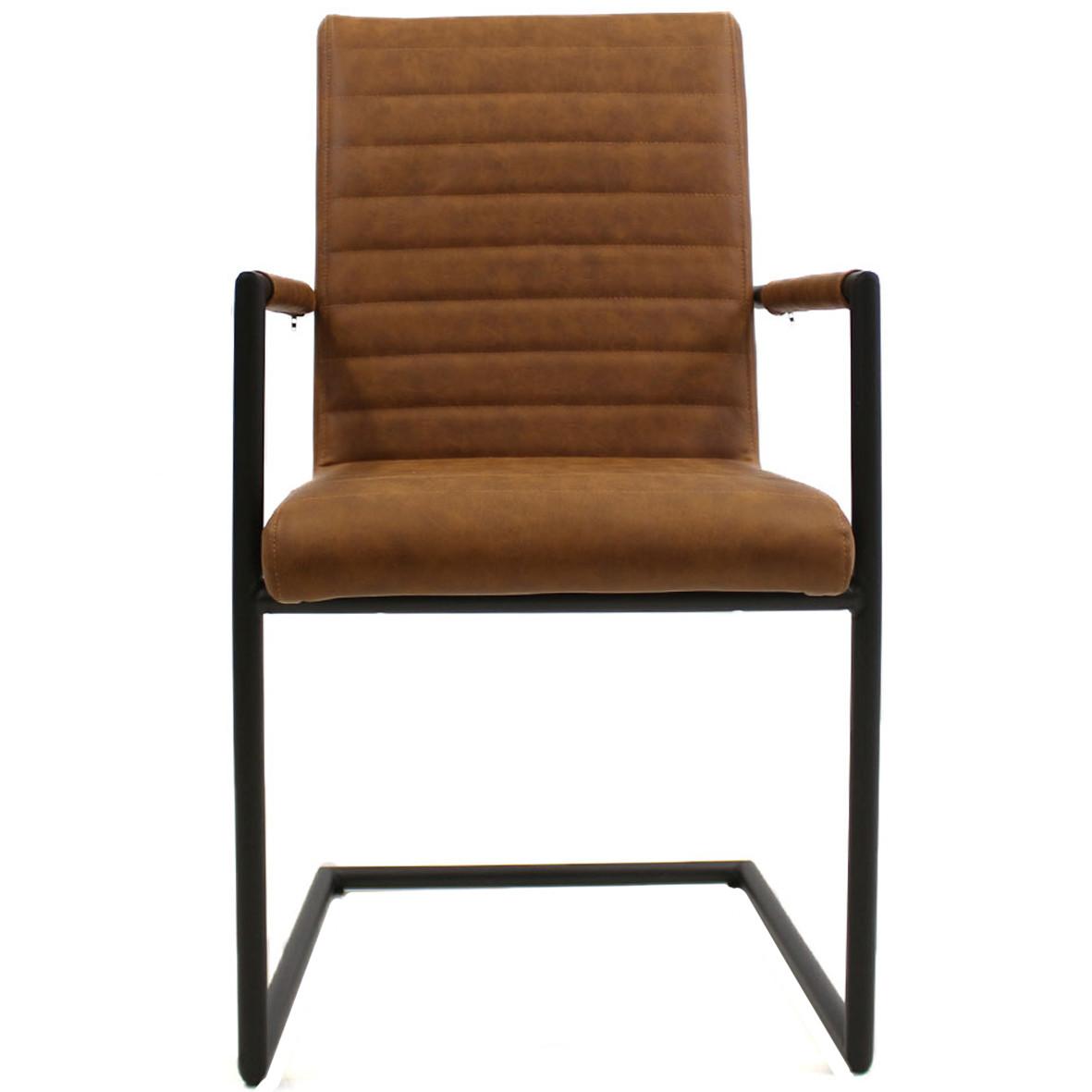 Armlehnstuhl Bars Braun Gepolstert 2er-Set - Cognac/Haselnussfarben, LIFESTYLE, Kunststoff/Textil (54/97/57cm) - MID.YOU