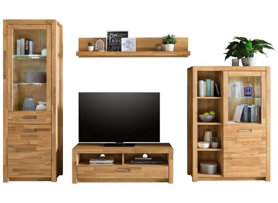 Wohnwand Fenja B: 309 cm Eiche - Eichefarben, Design, Glas/Holz (309/203/46cm) - Landscape Wohnwand Fenja B: 309 cm Eiche - Eichefarben, Design, Glas/Holz (309/203/46cm) - Landscape