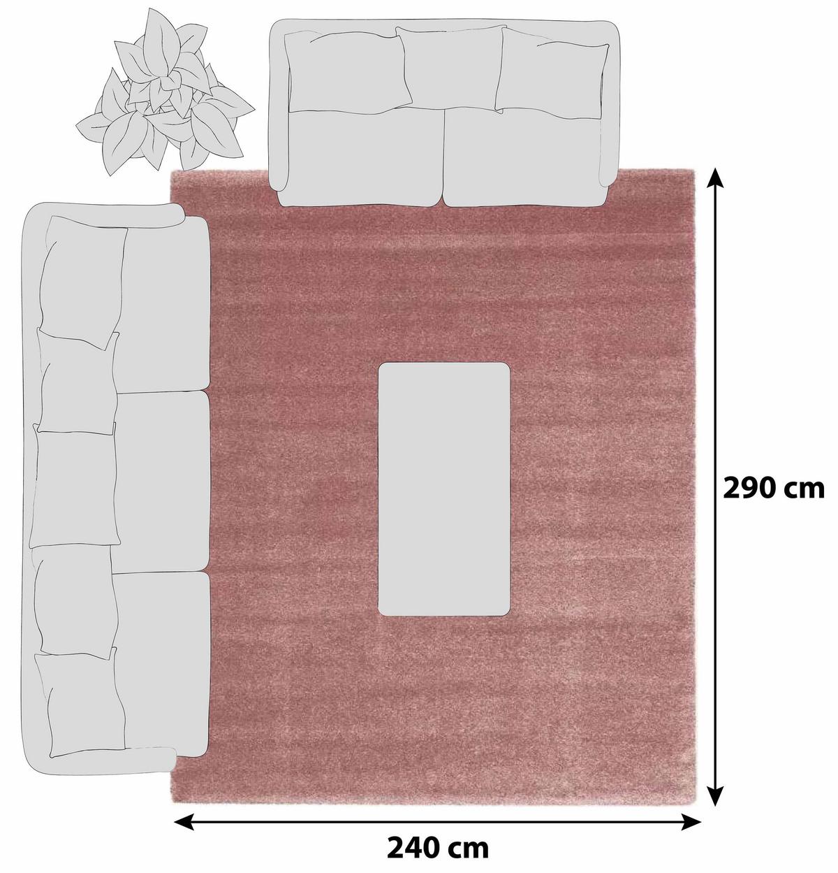 Hochflorteppich Bellevue Hellrosa 240x290 Cm - Hellrosa, Basics, Textil (240/290cm) - Novel