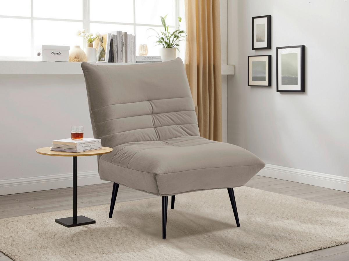 Sessel Jarvis Taupe Samt B: 75 cm - Taupe/Schwarz, MODERN, Textil (75/92/87cm) - MID.YOU