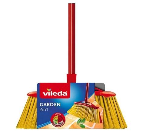 Metla VILEDA GARDEN 2V1 ZMETÁK - červená, Basics, kov/plast (32/143/5.5cm) - Vileda