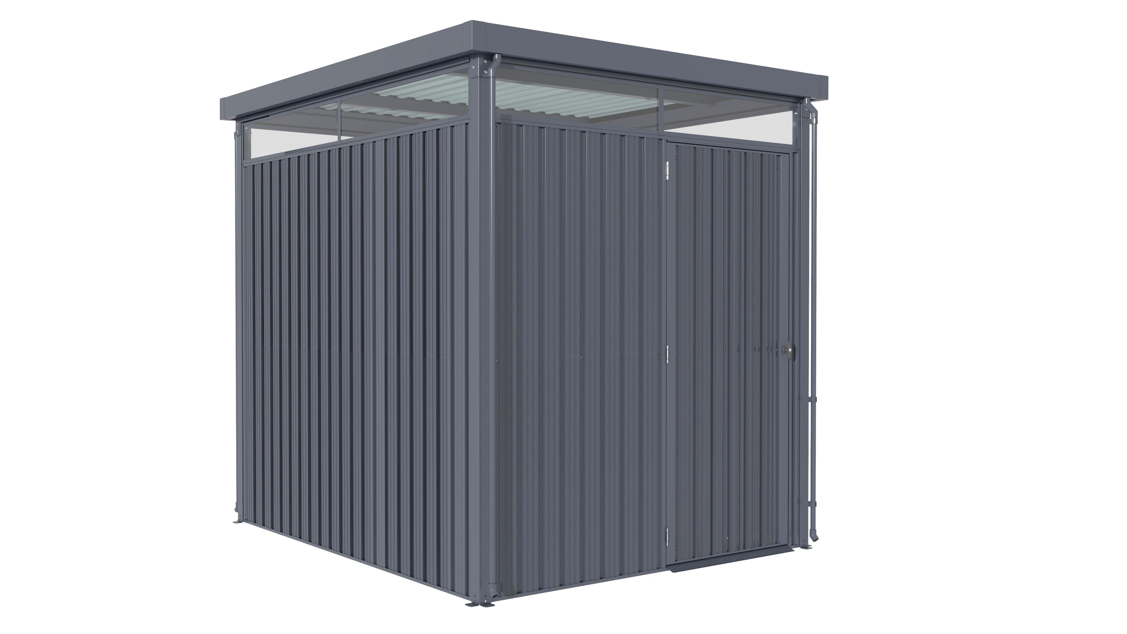 Gerätehaus inkl. Schleppdach 204x226x245 cm - Anthrazit, Basics, Metall (204/226/245cm)