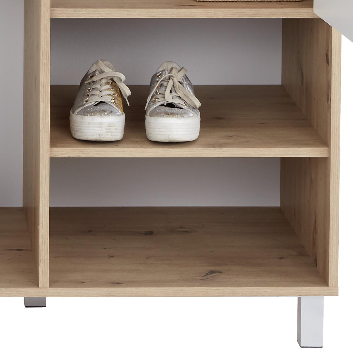Kleiderschrank Mit Fächern 147cm Box, Weiß/eiche Dekor - Eichefarben/Weiß, MODERN, Holzwerkstoff (147/205/55cm) - Ondega