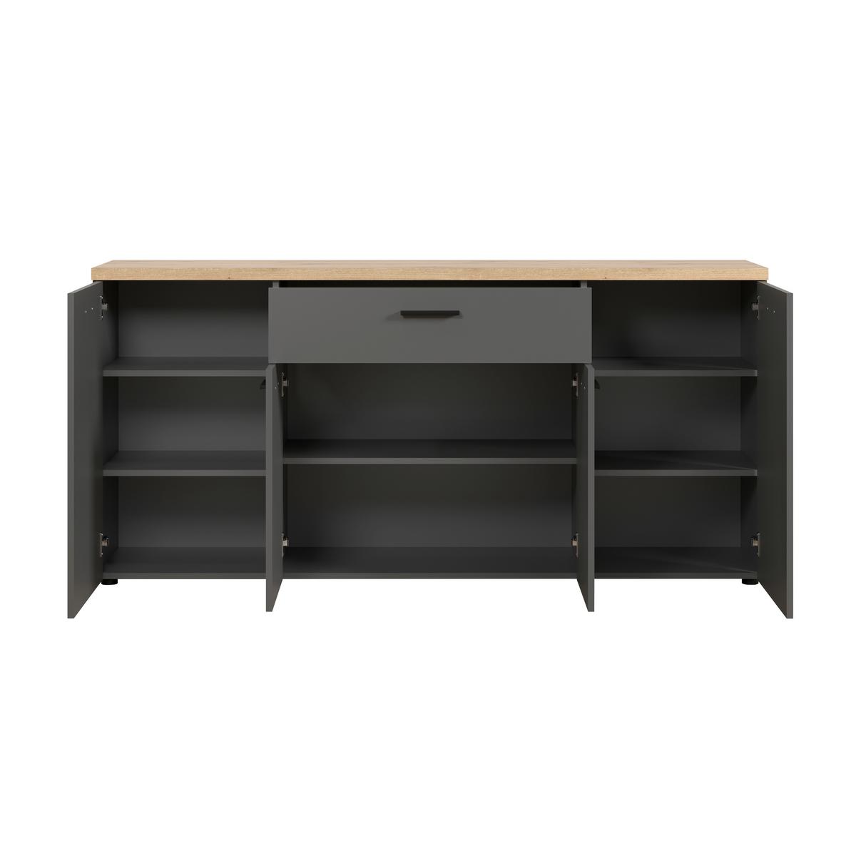 Sideboard Baggio Anthrazit/Eichefarben B: 180cm - Eichefarben/Anthrazit, Design, Holzwerkstoff (180/85/40cm) - MID.YOU