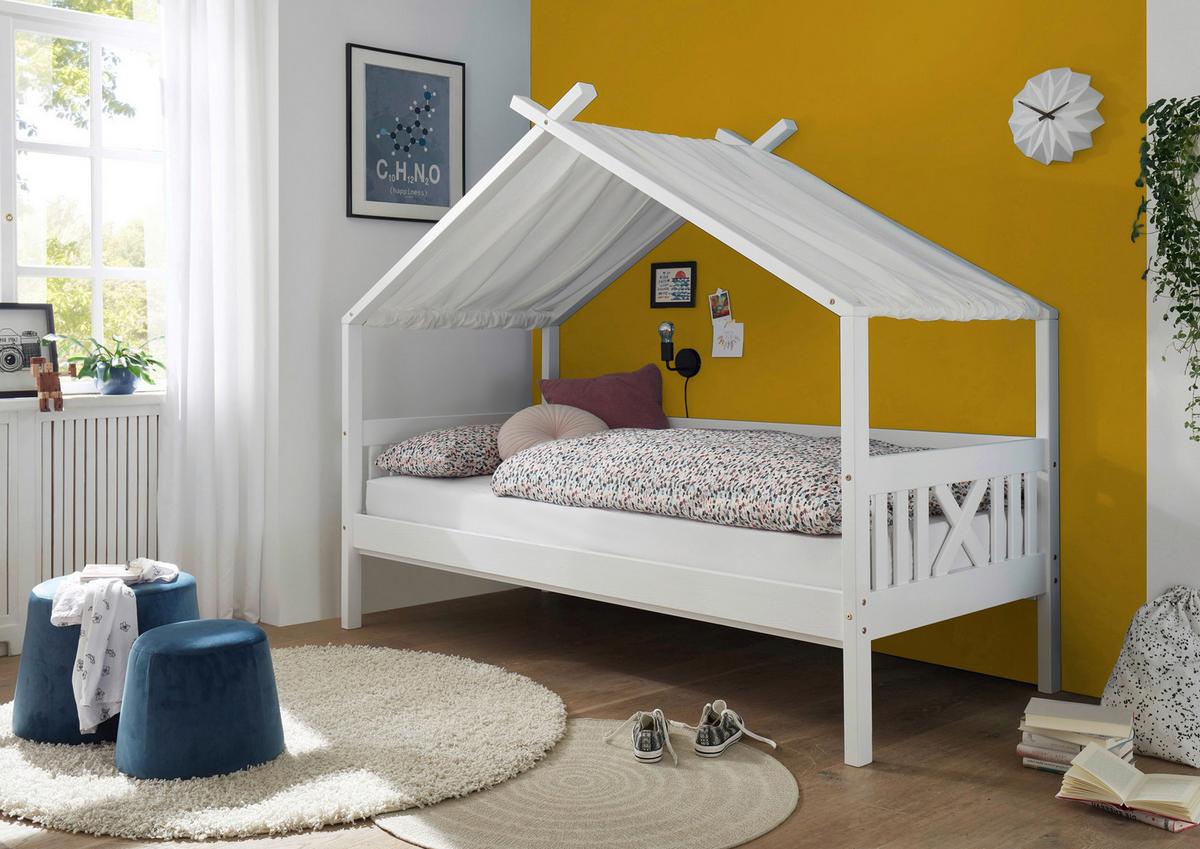 Hausbett Susa Weiß LF: 90x200cm - Weiß/Naturfarben, KONVENTIONELL, Holz/Holzwerkstoff (90/200cm)