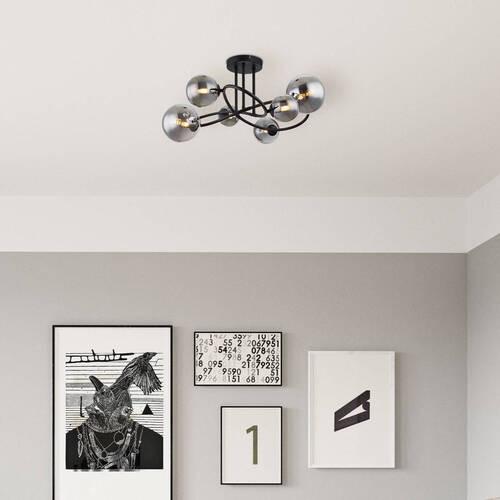 LED-Deckenleuchte 56133-6d - Schwarz, Design, Glas/Metall (62/59/35cm) - Globo