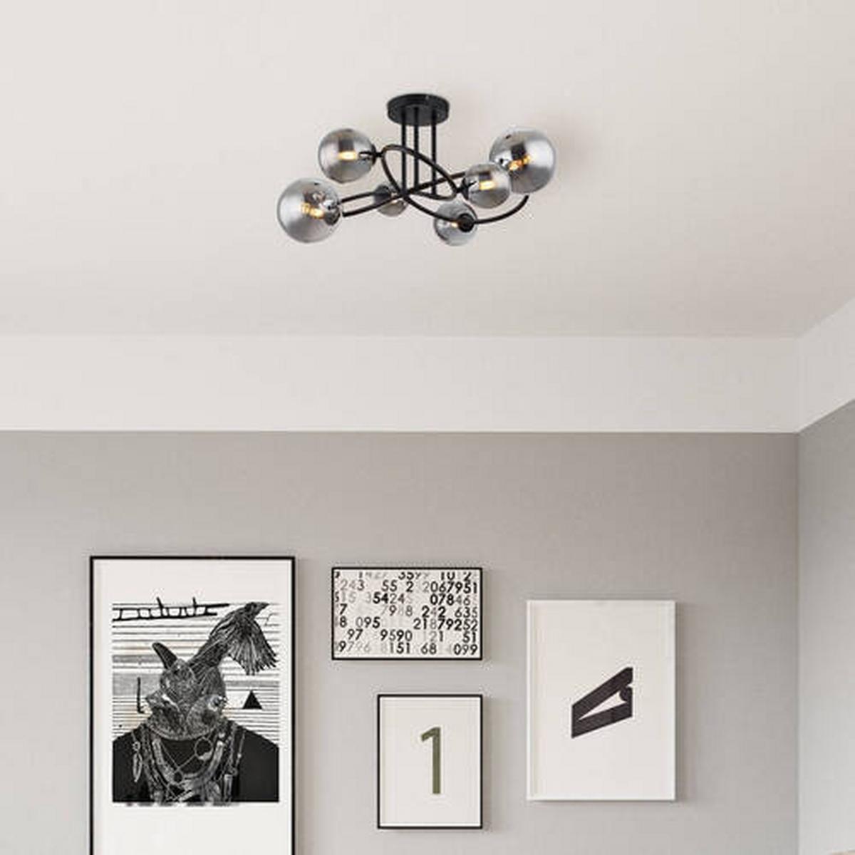 LED-Deckenleuchte 56133-6d - Schwarz, Design, Glas/Metall (62/59/35cm) - Globo