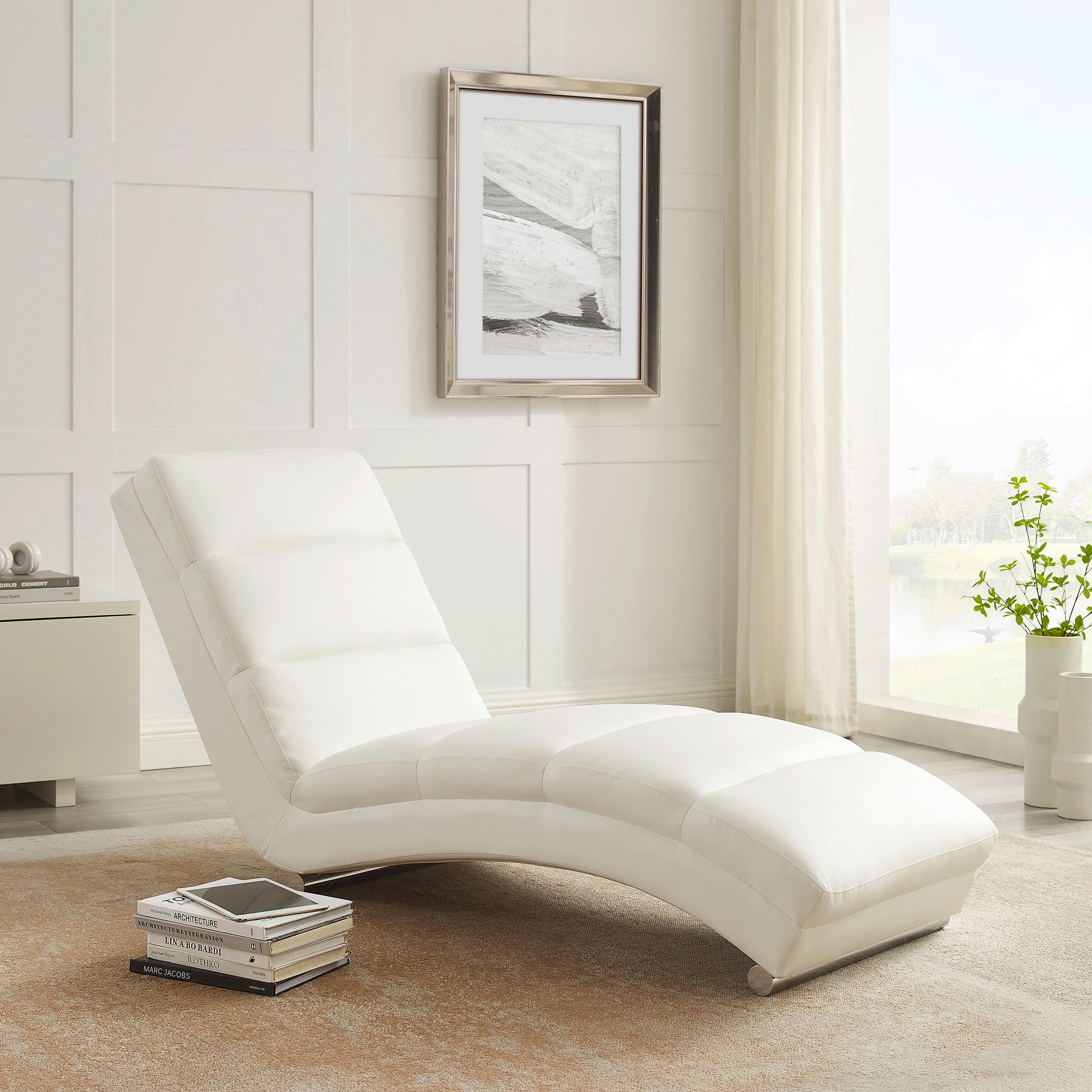 Relaxliege Weiß B: 60 Cm - Silberfarben/Weiß, MODERN, Textil (60/81/171cm) - Livetastic