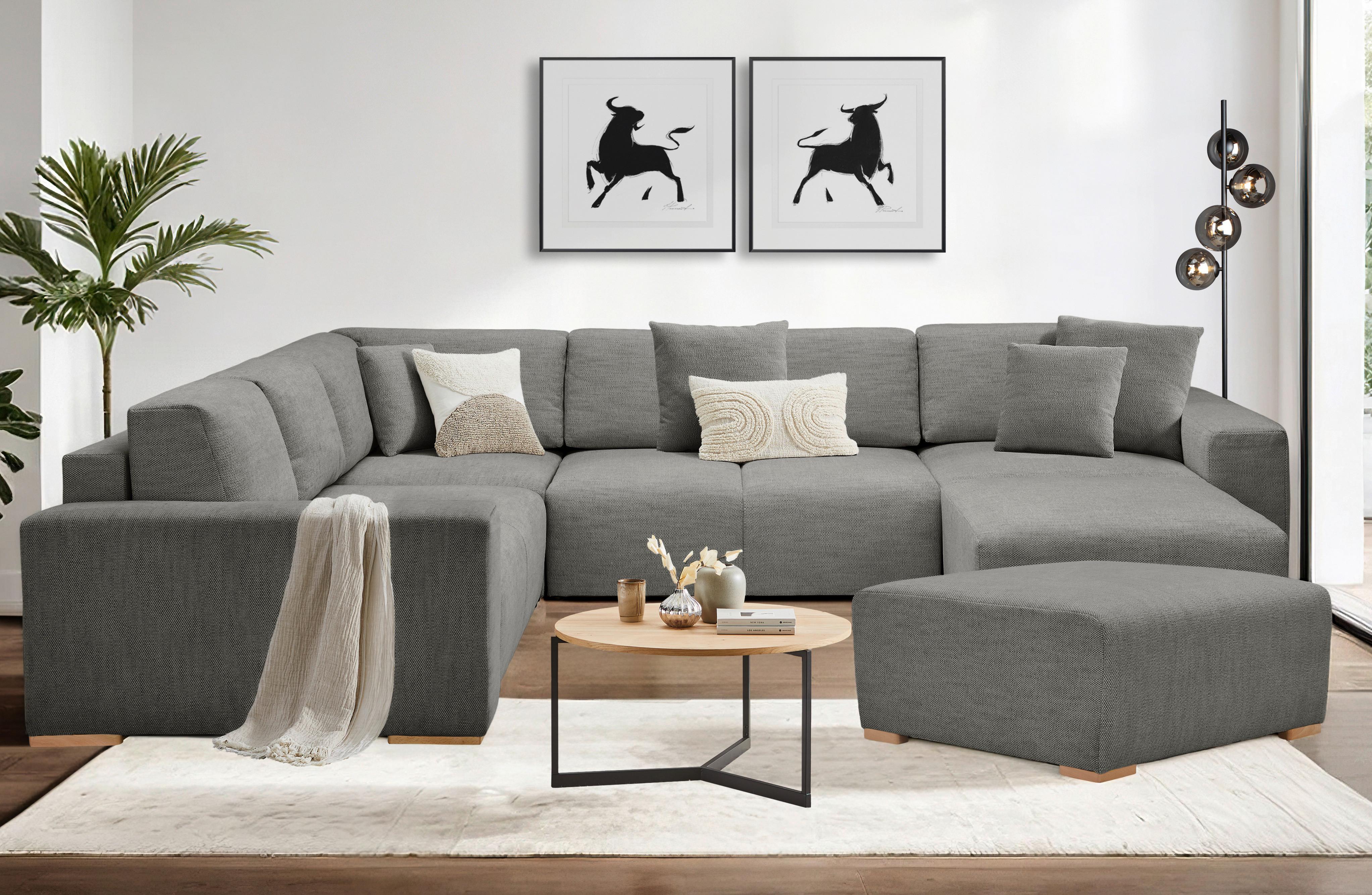 Wohnlandschaft Vouge Grau U: 283x371x208 Cm - Buchefarben/Schwarz, KONVENTIONELL, Textil (283/371/208cm) - Livetastic