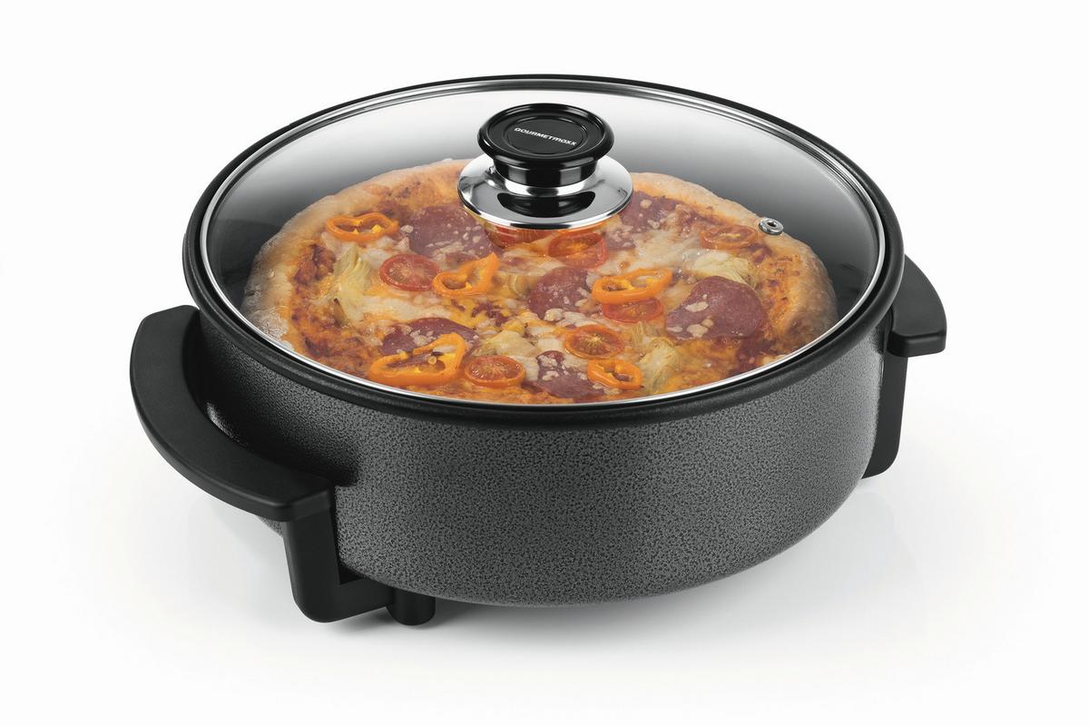 ELEKTRISCHE PFANNE 1500W, Bis 220C - Schwarz, Basics, Glas/Kunststoff (34/18/32cm) - GOURMETMAXX