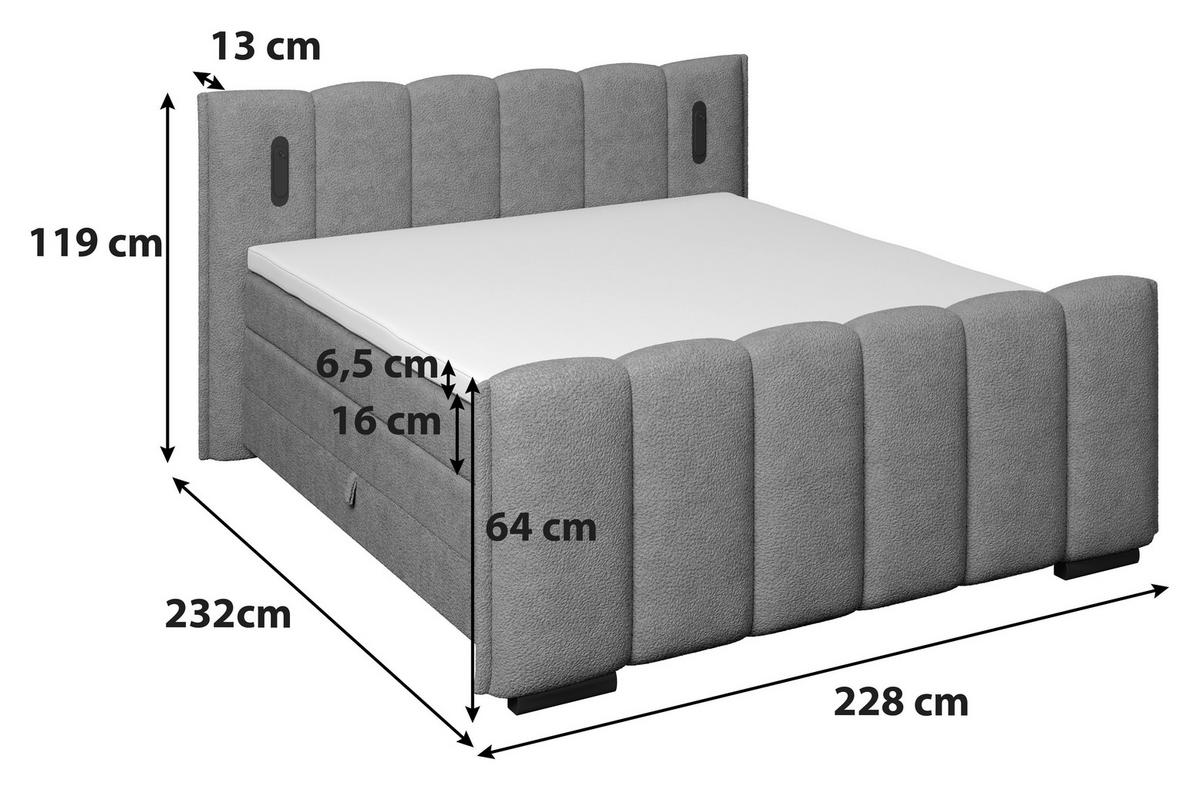 Boxspringbett Elysia inkl. Bettkasten 200x200 - Schwarz/Grün, Trend, Holz/Holzwerkstoff (200/200cm) - Luca Bessoni