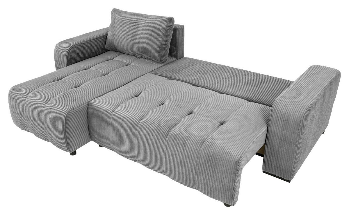 Ecksofa mit Bettfunktion Marseille, anthrazit - Anthrazit/Schwarz, Trend, Holz/Holzwerkstoff (155/240cm)