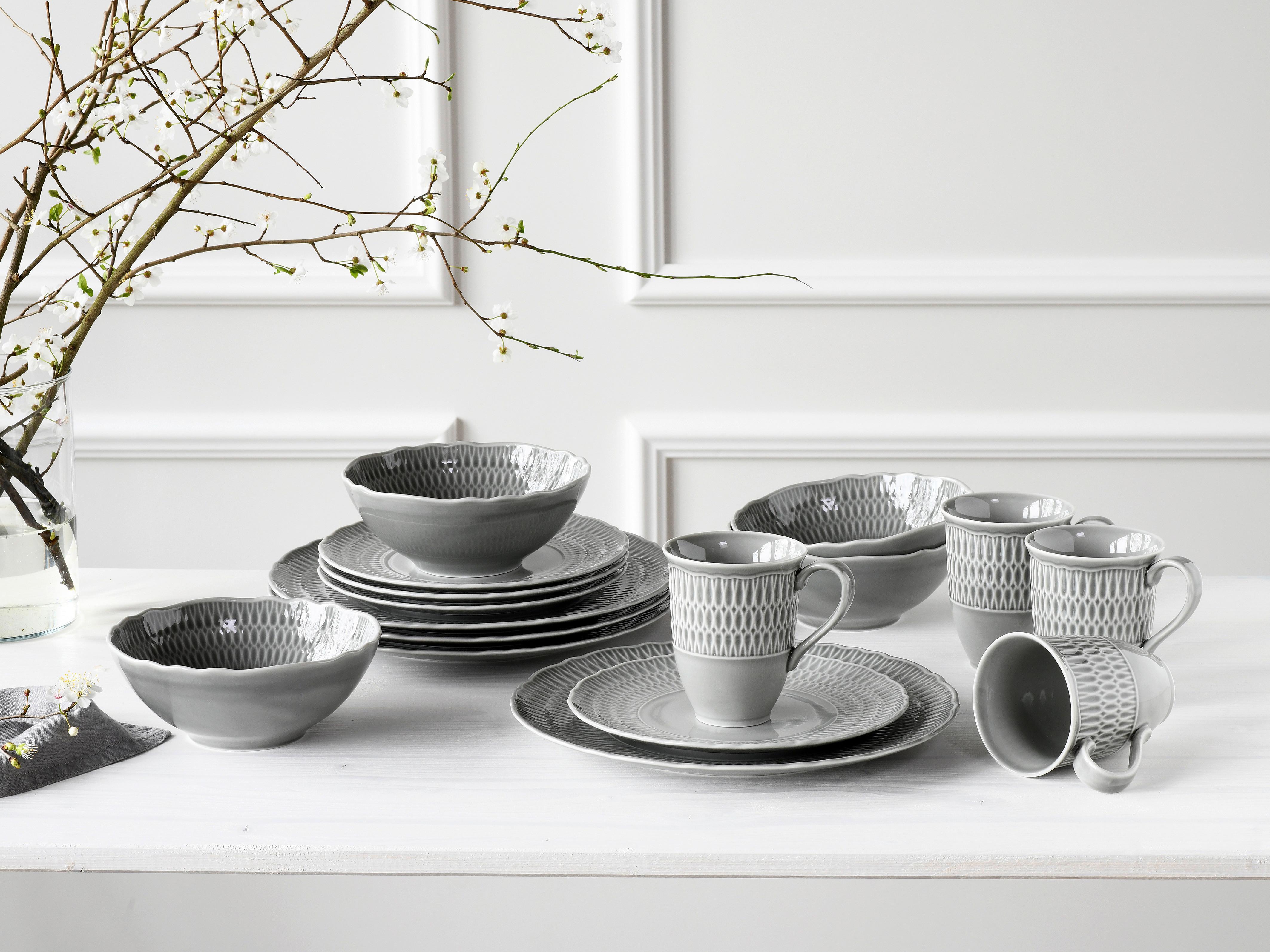 Kombiservice Sofia 16--Teilig., Hellgrau - Hellgrau, Design, Keramik - Creatable