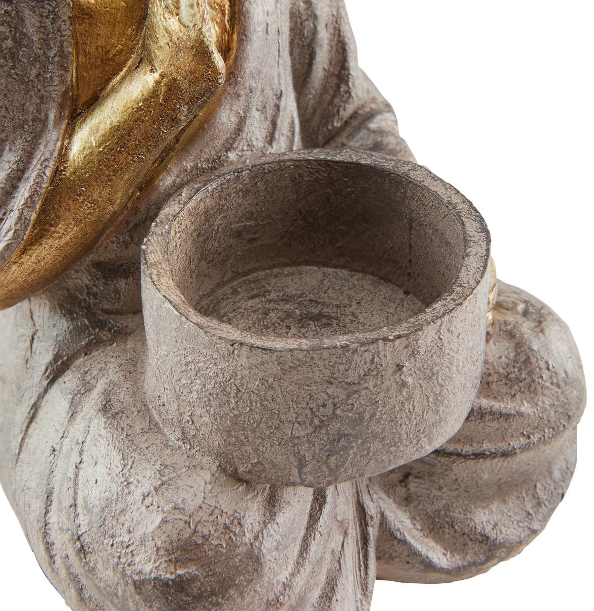 Buddha-Figur Teelichthalter braun-goldfarbene als