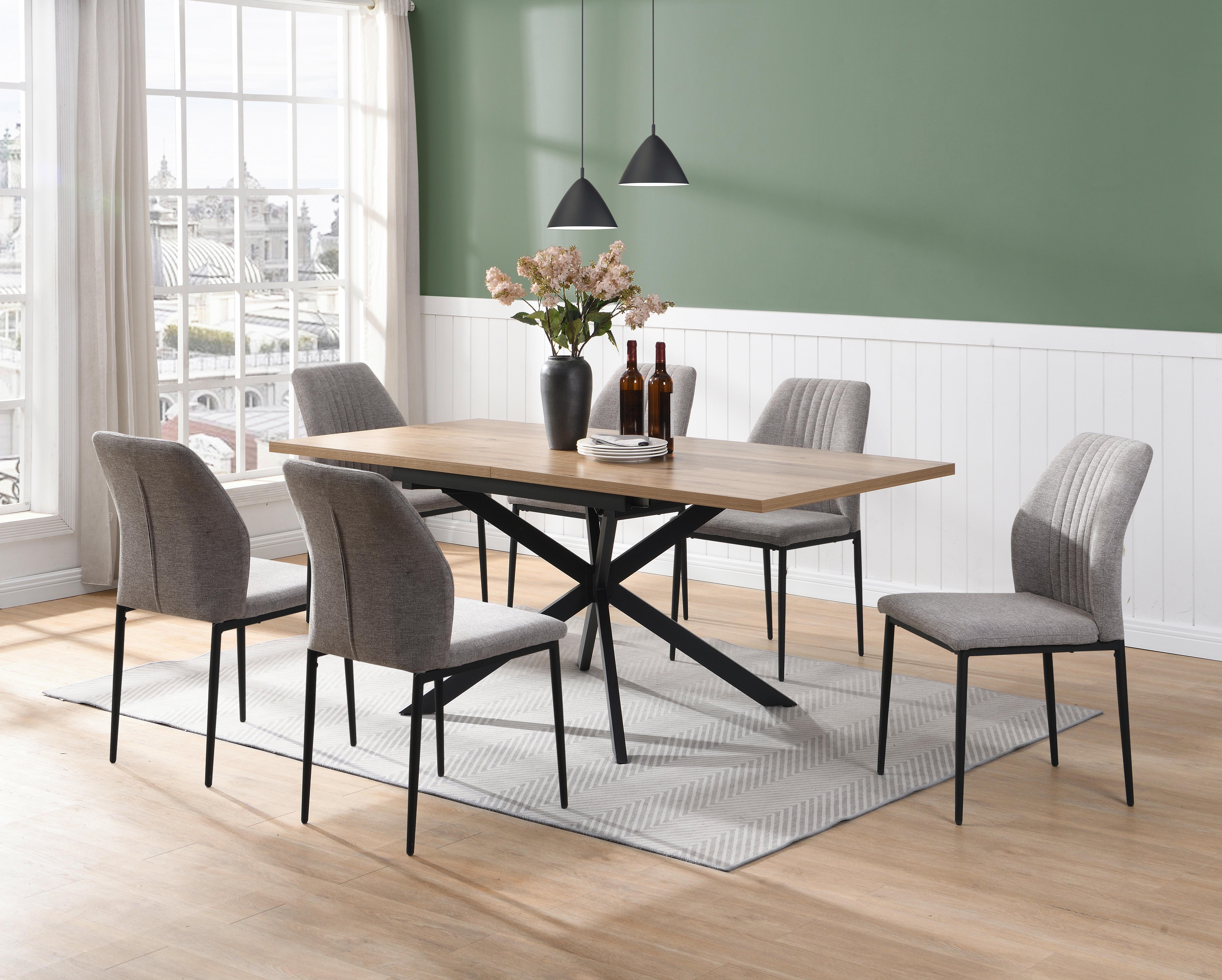 Esstisch ausziehbar Elio 90-180x90 cm Wildeiche Dekor - Wildeiche/Schwarz, LIFESTYLE, Holzwerkstoff/Metall (90-180/75/90cm)