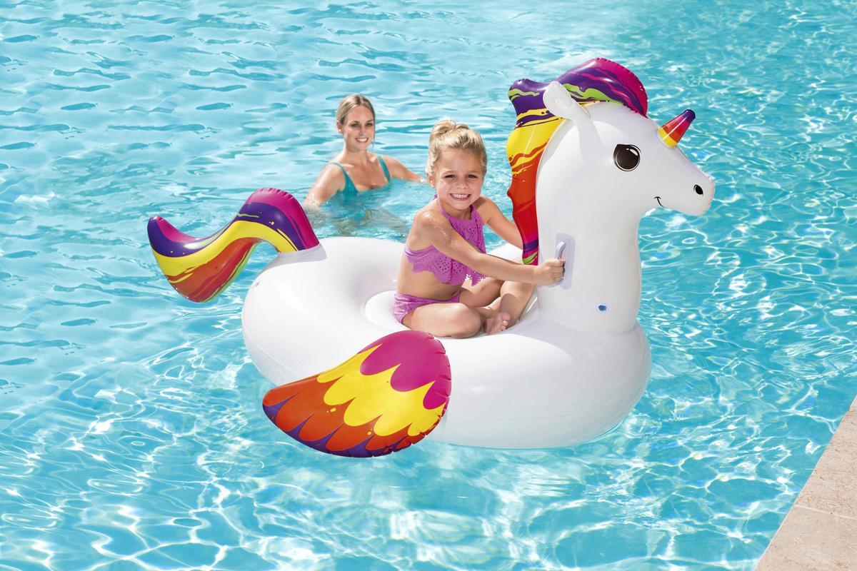 Aufblasbares Schwimmtier Einhorn 119x155 cm Bis 45 Kg - Multicolor/Weiß, Basics, Kunststoff (119cm) - Bestway