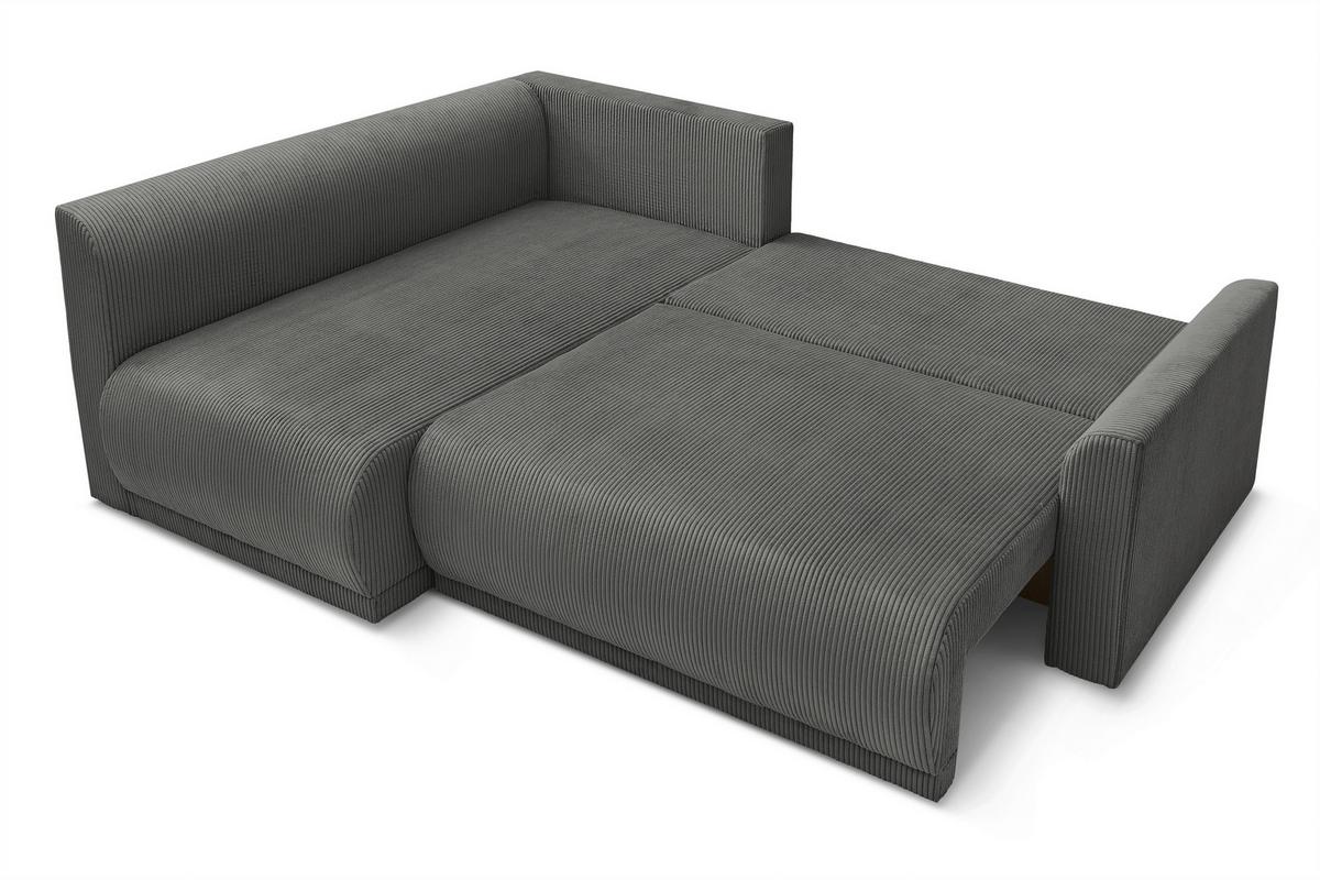 Rohová sedačka KIM L160, obojstr.,tmavosivý menčester - čierna/tmavosivá, Modern, drevo/textil (233/160cm)
