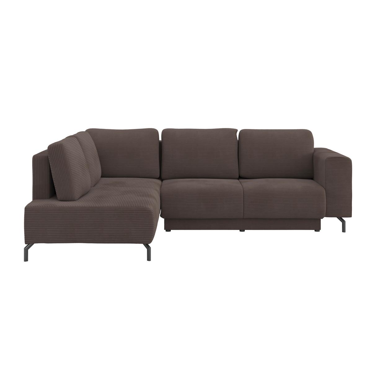Rohová sedačka VENI, levá, hnědý manšestr - černá/hnědá, Moderní, textil (210/272cm) - Ondega
